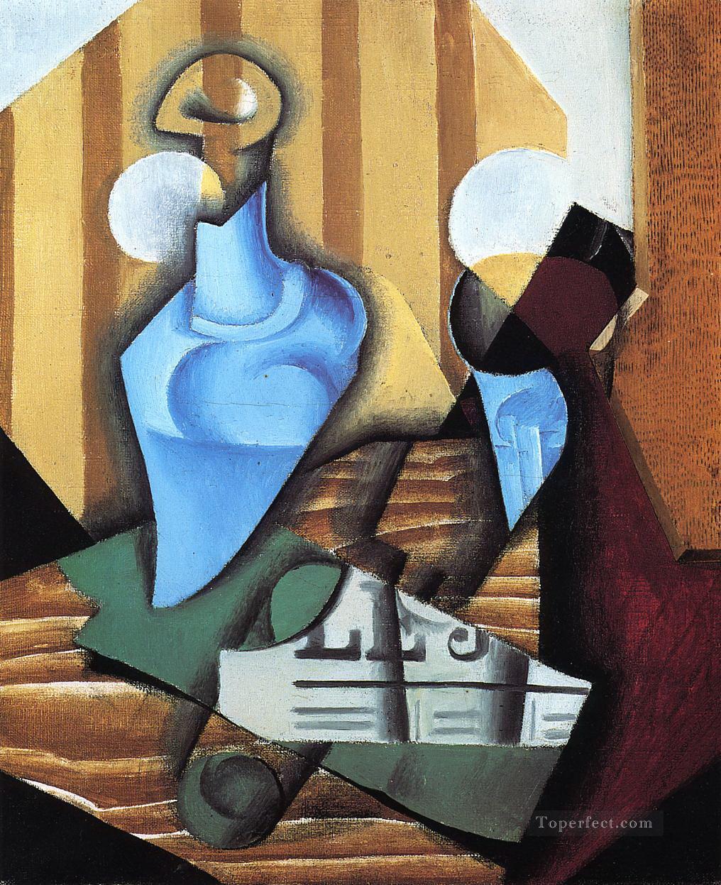still life with bottle and glass 1914 Juan Gris Oil Paintings